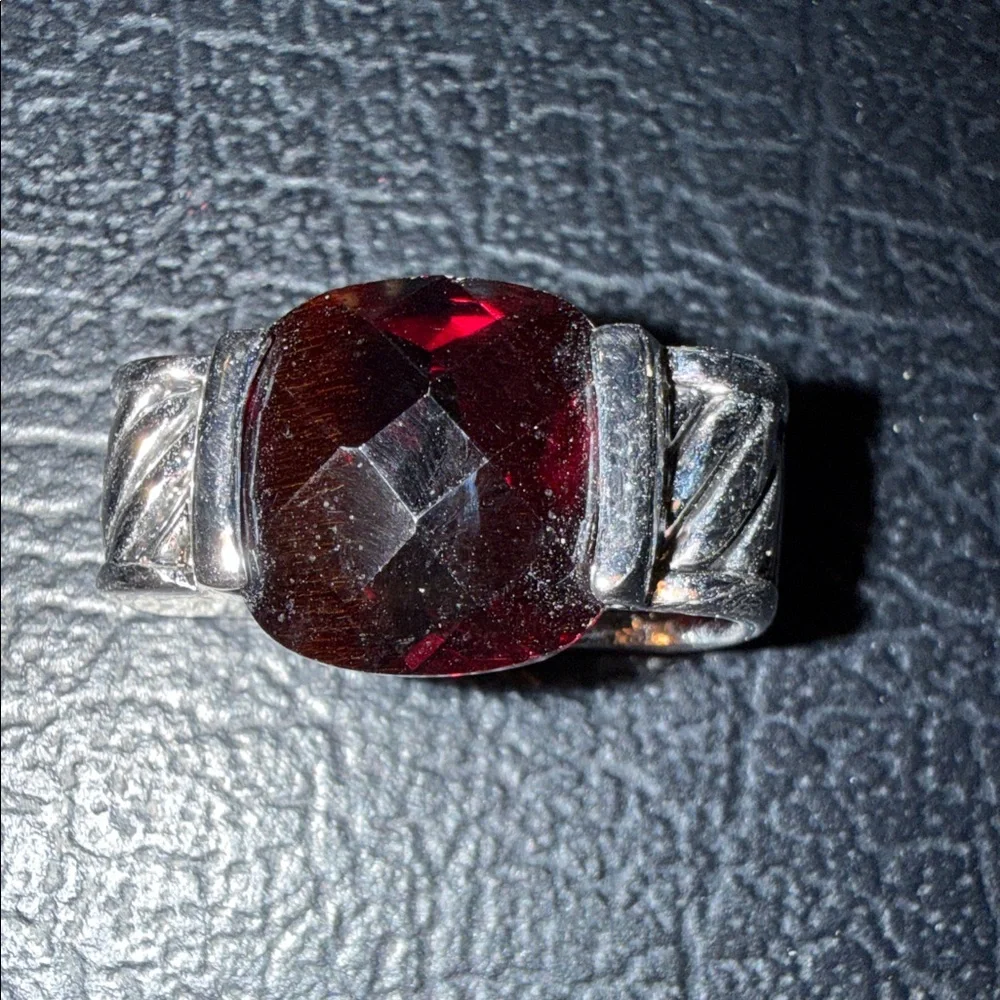 Silver and Black / Red Faceted Stone necklac elegant - Picture 10 of 10